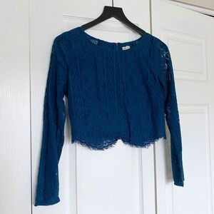 Hollister Teal Lace Going Out Top